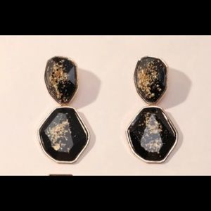 Black and gold gem earrings